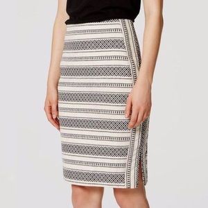 Black + White Patterned LOFT Skirt